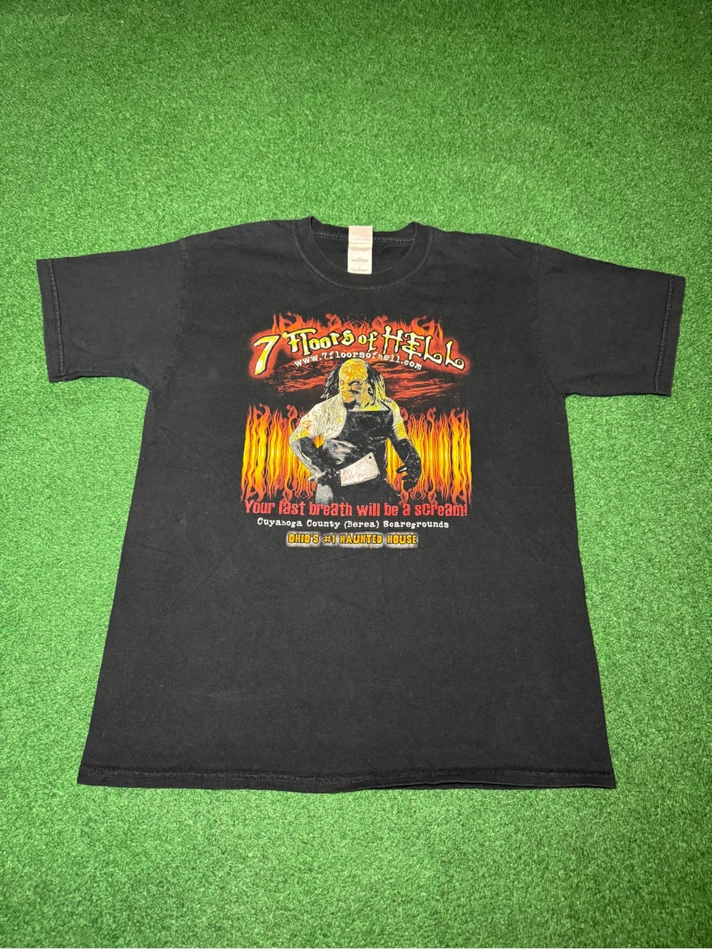 Vintage 90s Y2K Halloween Haunted House T-shirt, 7 Floors of Hell Horror Ohio